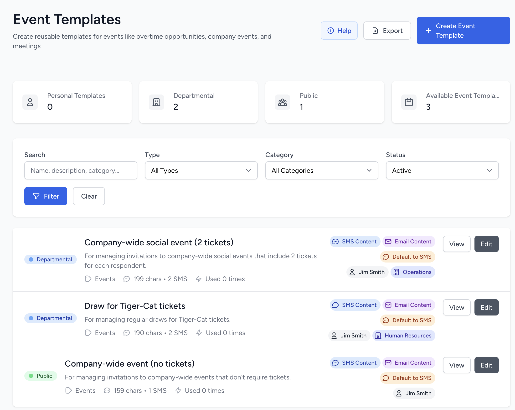 Event Templates